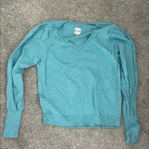 NIC+ZOE Blue V-Neck Sweater Lightweight Knit